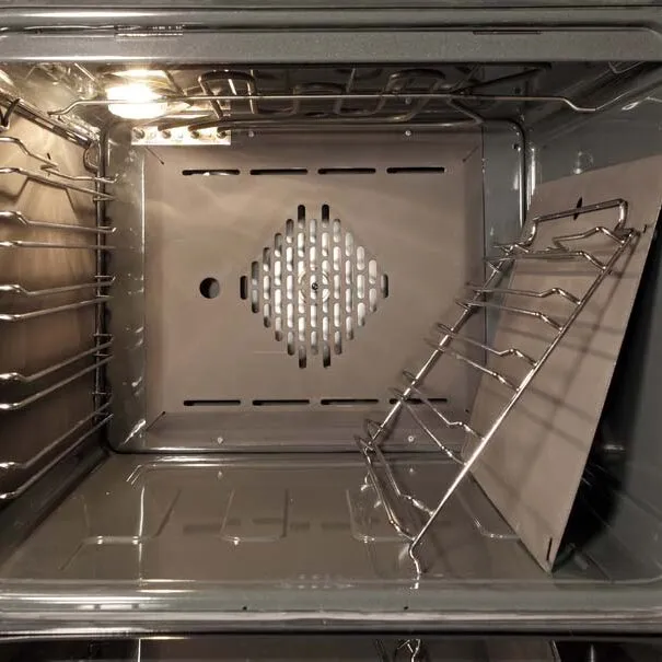 The inside of a stove oven