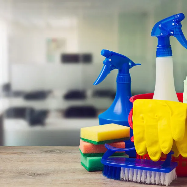Cleaning Equipment rubber gloves and spray