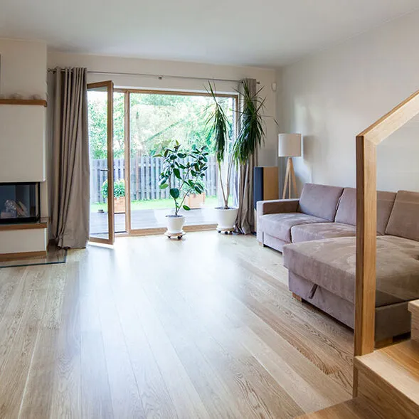 New build home wooden stairs